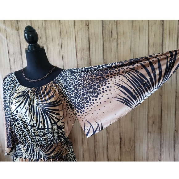 ONYX Nite Leopard Jungle Print Blouse Size Large - Picture 3 of 4